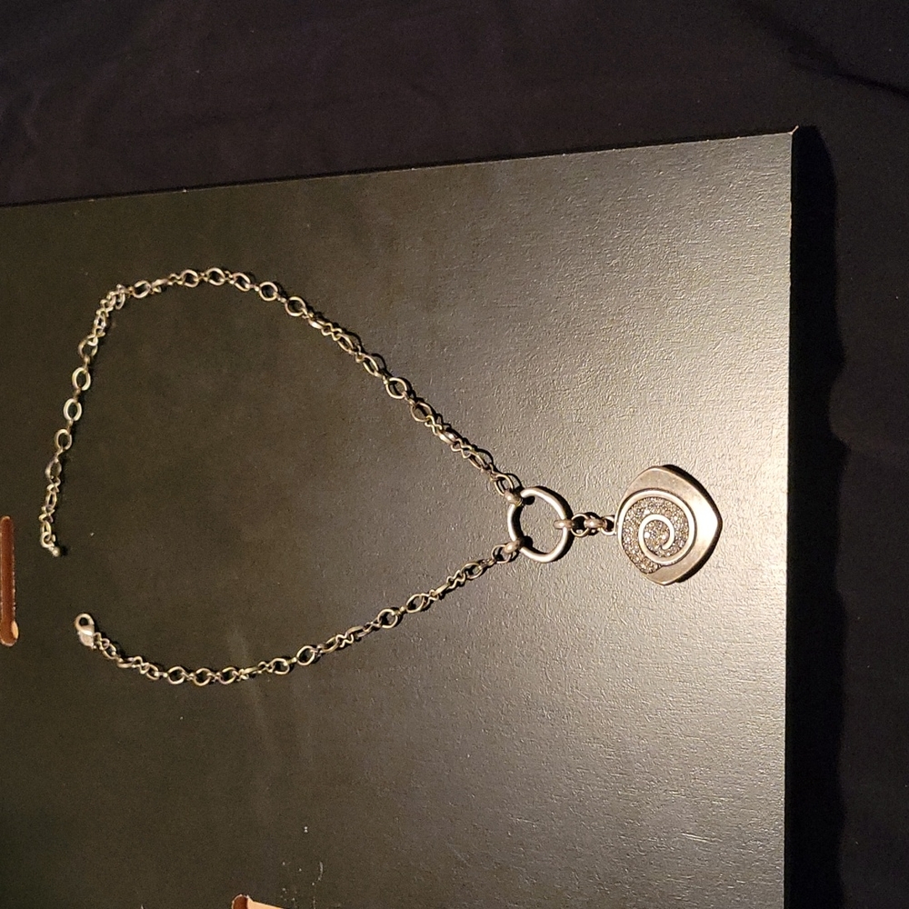 Silver necklace,  silver, hammered, multi closure Lobster claw.
